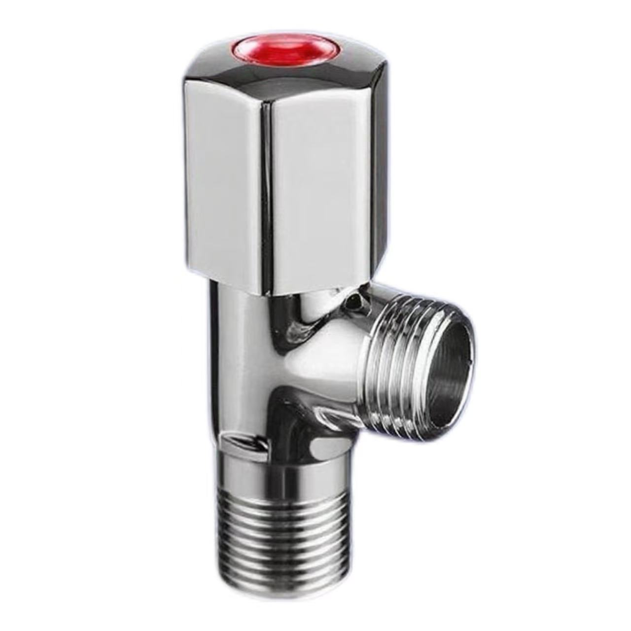 Valve ya Pembe ya Chrome Inayong'aa, Nyekundu na Bluu Inayotofautisha Valve ya Ingizo ya Maji ya Moto na Baridi