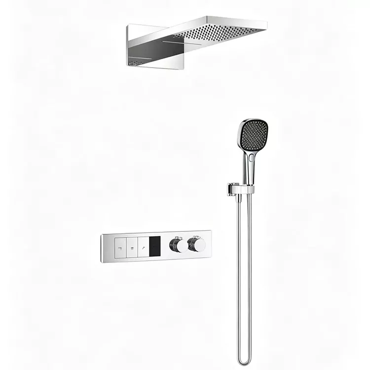 Oga Iliyofichwa ya Thermostatic Overhead na Seti ya Shower ya Kushika kwa Mkono