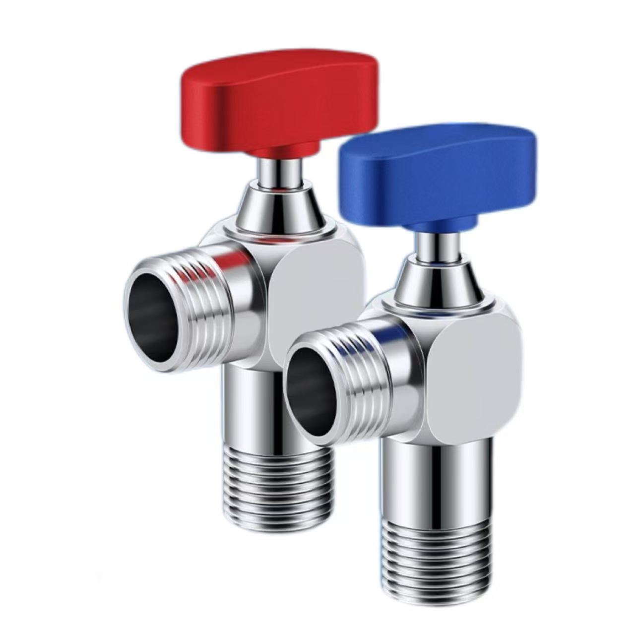 T-Handle Nyekundu na Bluu Valve ya Pembe ya Kutofautisha T-Handle Nyekundu na Bluu Valve ya Pembe ya Kutofautisha