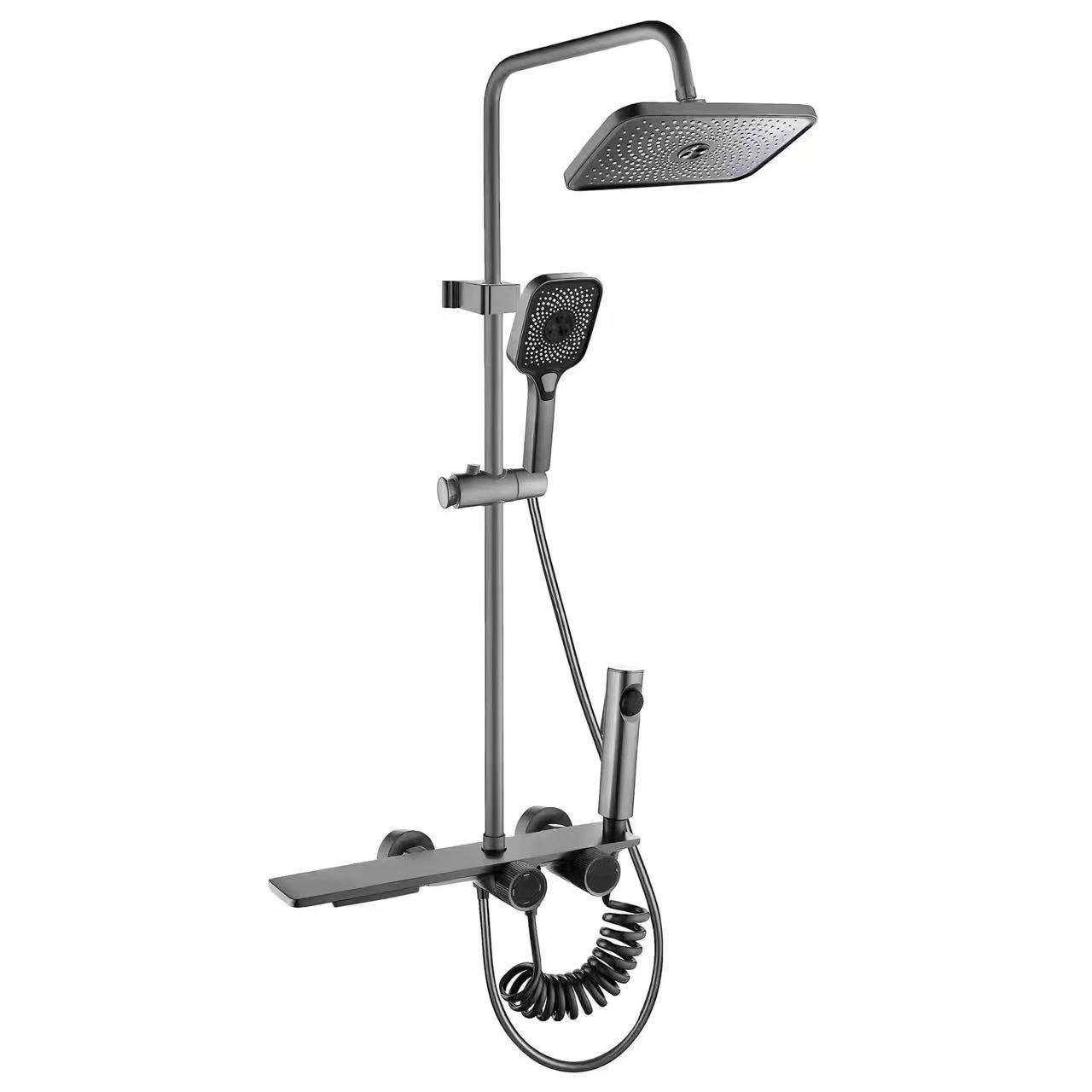 Seti ya Shower ya Maporomoko yenye Sehemu ya Maji ya Chini na Bunduki ya Dawa