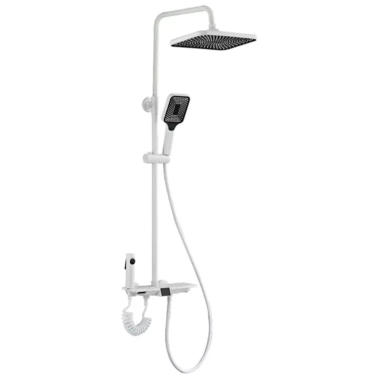 Shower Nyeupe ya Onyesho ya Dijiti ya Thermostatic Imewekwa Pamoja na Bunduki ya Dawa Shower Nyeupe ya Onyesho ya Dijiti ya Thermostatic Imewekwa Pamoja na Bunduki ya Dawa